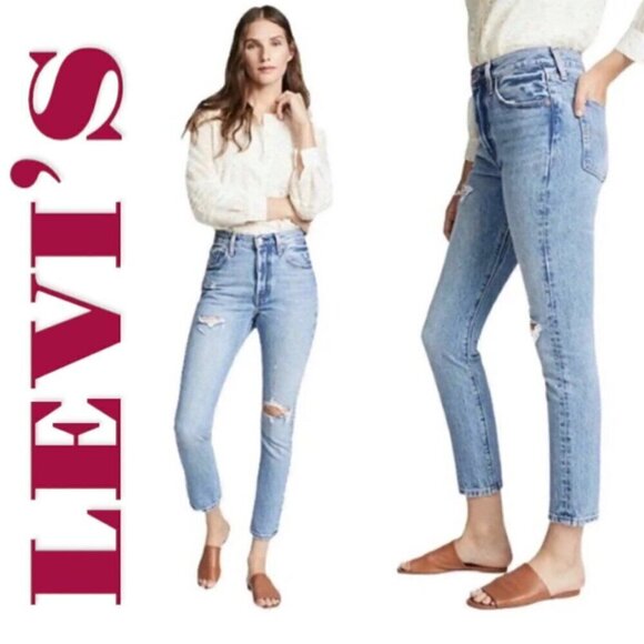 LEVI'S 501S Premium Big E Selvedge Button Fly Distressed Skinny Jeans, Size 25 - Picture 7 of 16